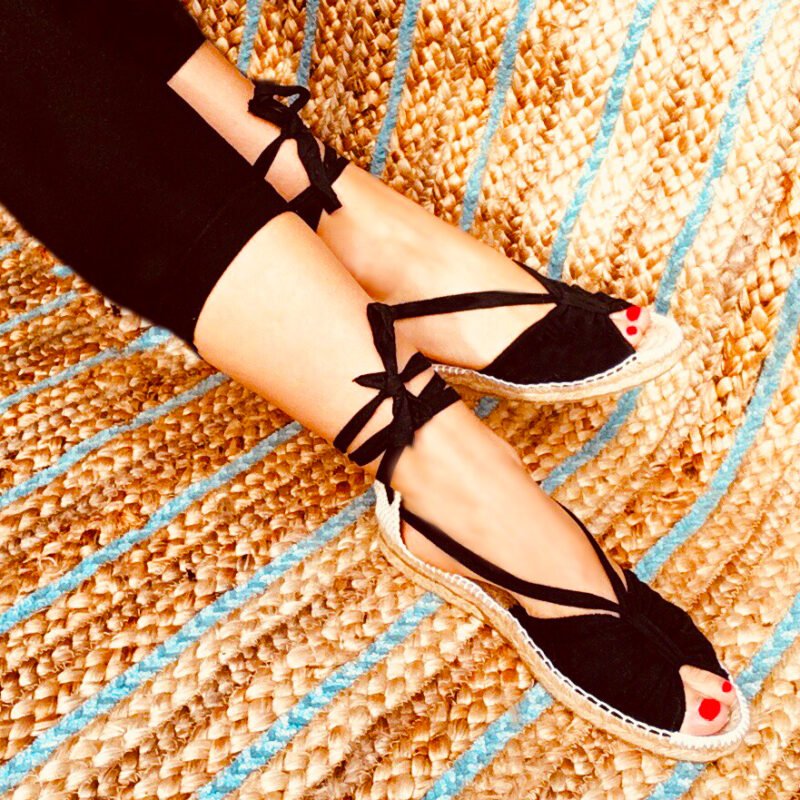 Frenchy black wedge espadrilles 1950s pin-up style